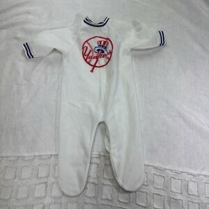 Vtg 80s Sleeper Pajamas New York Yankees Baseball Snap Back Mlb Brand 12 M Usa